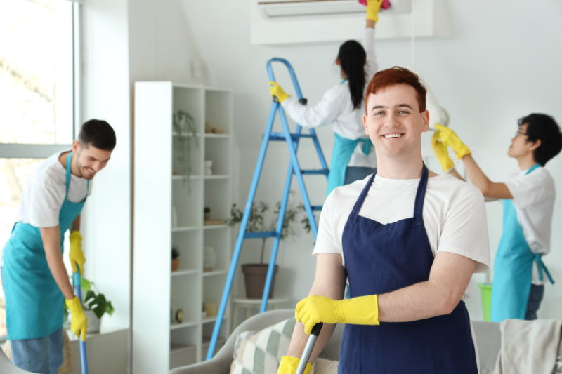 Professional team completing a detailed home clean