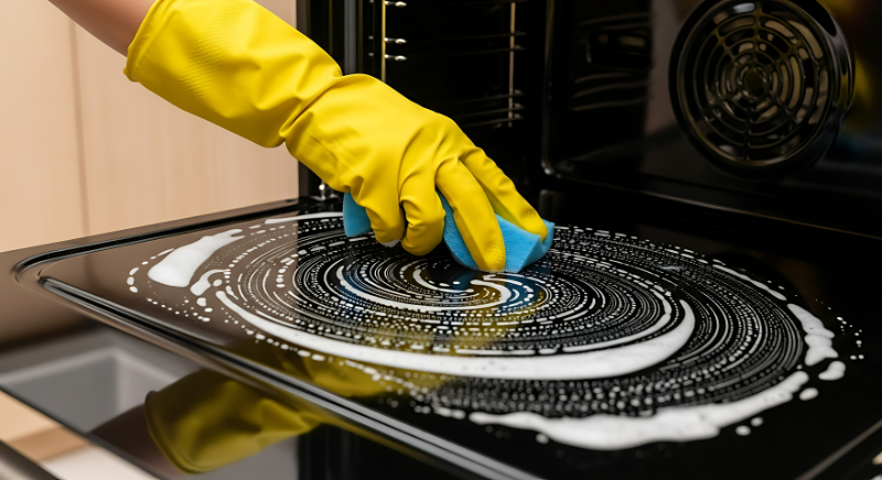 Detailed cleaning of a glass cooktop