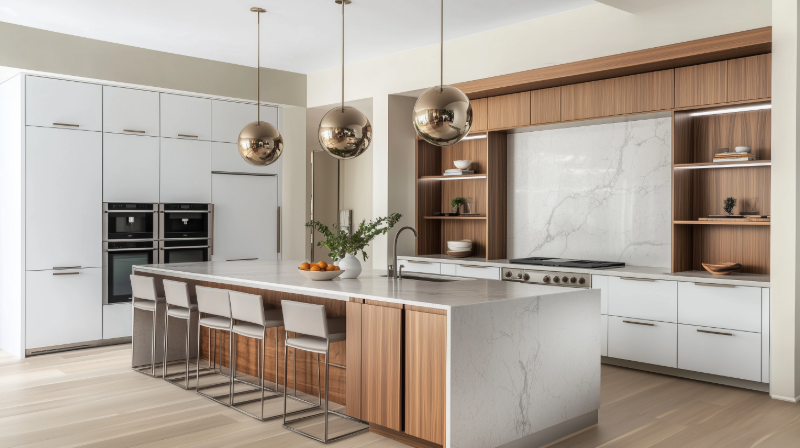 Polished modern kitchen after residential cleaning